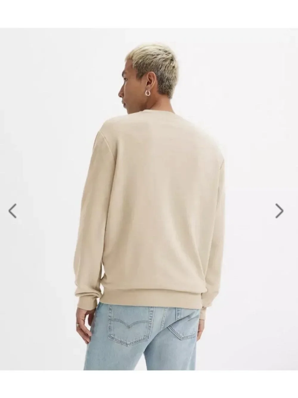 Levi's Crewneck Sweatshirt Men's Tan Beige Fleece Lined Standard Fit Size S - Picture 2 of 11